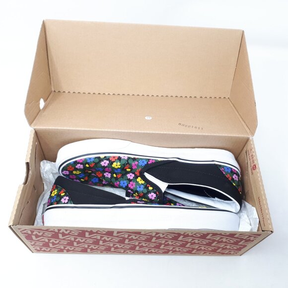 Vans Classic Slip On Floral Black White Shoe Sneaker Womens Size Skate Authentic - Picture 11 of 11